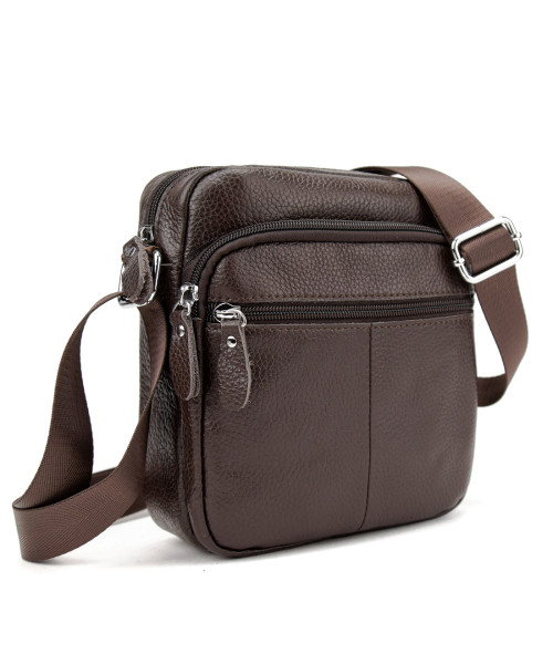 Шкіряний компактний чоловічий месенджер коричневий Tiding Bag M56-0080C