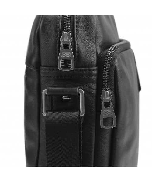 Месенджер через плечо мужской кожаный черный Tiding Bag 9836A