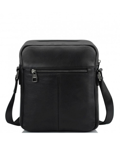 Месенджер через плечо мужской кожаный черный Tiding Bag 9836A