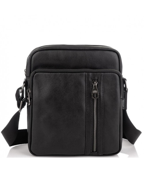 Месенджер через плечо мужской кожаный черный Tiding Bag 9836A