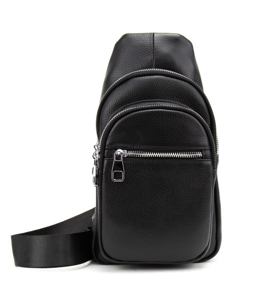 Шкіряний чорний слінг через плече Tiding Bag A25F-250123A