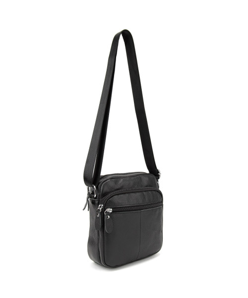 Шкіряний компактний чоловічий месенджер чорний Tiding Bag M56-0080A