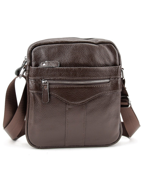 Шкіряний маленький чоловічий месенджер коричневий Tiding Bag M56-0187C