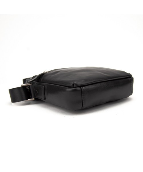Месенджер класичний в гладкій шкірі чорний Tiding Bag 8717A