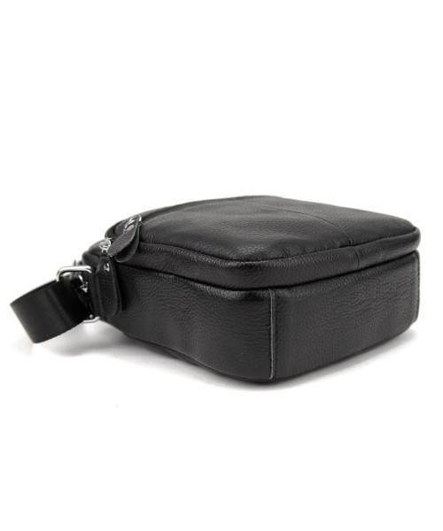 Шкіряний компактний чоловічий месенджер чорний Tiding Bag M56-0080A
