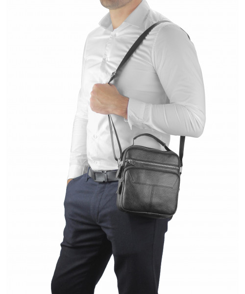 Shoulder bag black men's leather Tiding Bag A25F-1436A