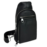 Чоловічий шкіряний чорний слінг Tiding Bag A25F-250117A