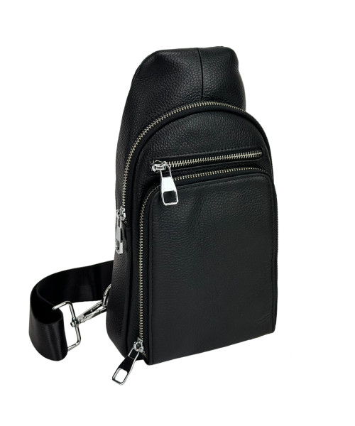 Чоловічий шкіряний чорний слінг Tiding Bag A25F-250117A