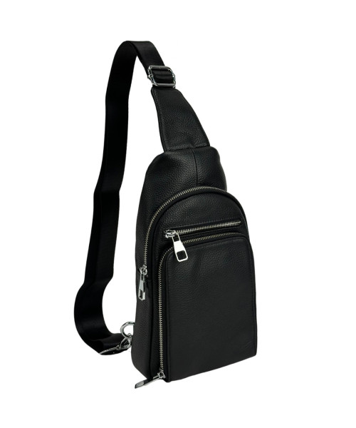 Чоловічий шкіряний чорний слінг Tiding Bag A25F-250117A