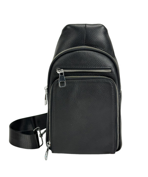 Чоловічий шкіряний чорний слінг Tiding Bag A25F-250117A