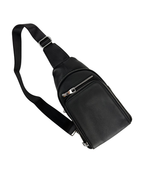 Чоловічий шкіряний чорний слінг Tiding Bag A25F-250117A