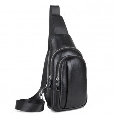 Чоловік шкіряний чорний слінг на плече Tiding Bag A25F-6601A