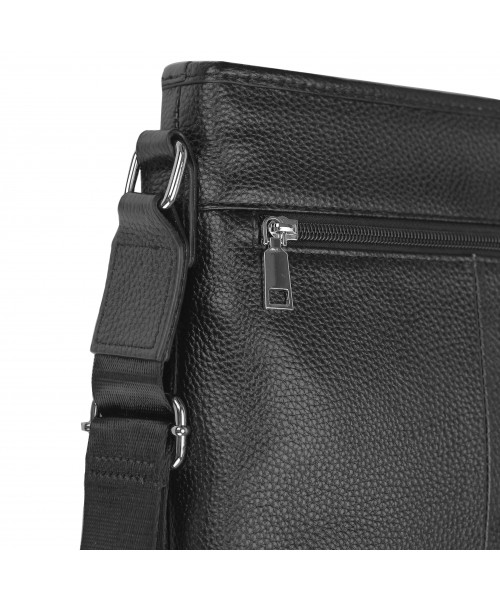 Чоловіча шкіряна сумка через плече чорна Tiding Bag A25F-9913-3A