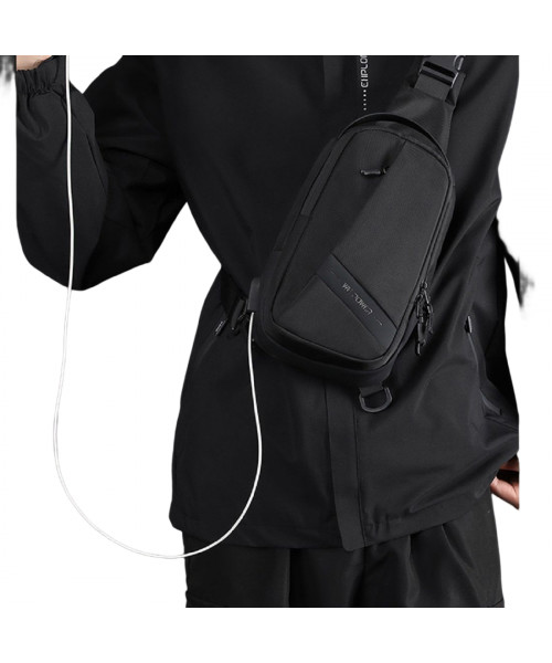 Black textile sling bag Confident AT08-2113A