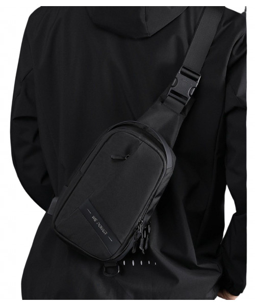Black textile sling bag Confident AT08-2113A