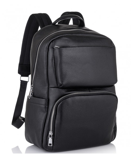 Чоловічий шкіряний рюкзак для ноутбука чорний Tiding Bag B3-154A