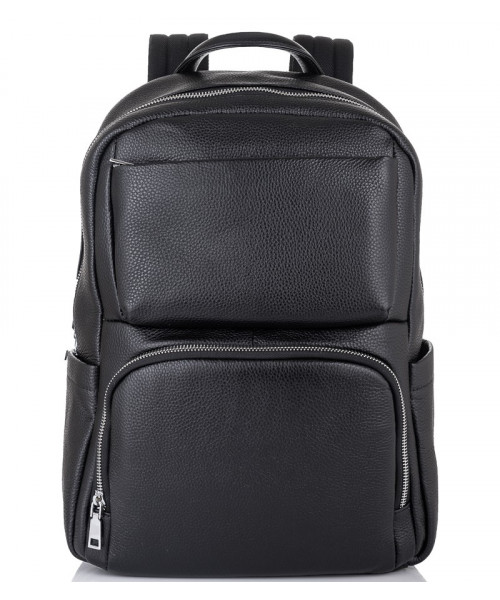Чоловічий шкіряний рюкзак для ноутбука чорний Tiding Bag B3-154A