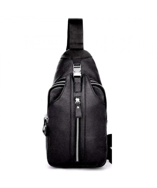 Сумка-слінг чорна шкіряна Tiding Bag F-A25F-5003A