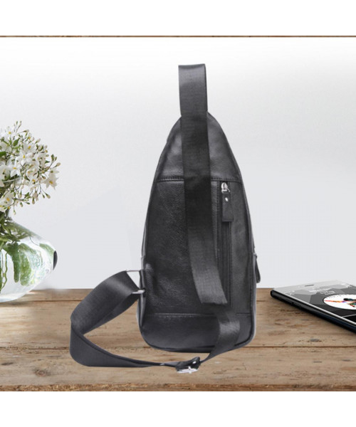 Сумка-слінг чорна шкіряна Tiding Bag F-A25F-5003A