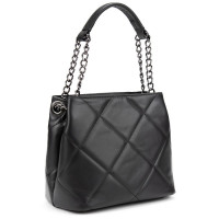 Women's quilted leather handbag black Firenze Italy F-IT-1039A