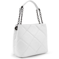Women's quilted leather handbag white Firenze Italy F-IT-1039W