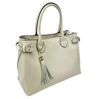 Classic women's beige leather bag Firenze Italy F-IT-7611B