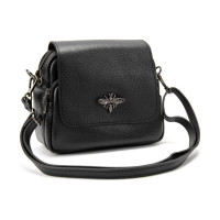 Crossbody black leather with a valve Firenze Italy F-IT-9808A