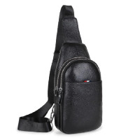 Кожаный черный слинг на два отдела Tiding Bag FL-A25F-8803A