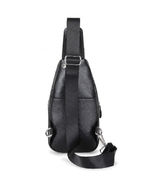 Шкіряний чорний слінг на два відділи Tiding Bag FL-A25F-8803A