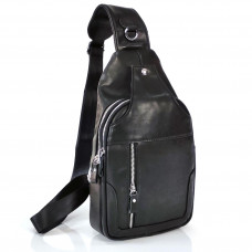Чоловічий слінг Tiding Bag FL-N2-4004A із гладкої шкіри чорного кольору