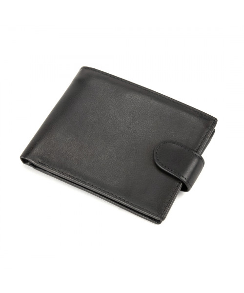 Black leather purse with button Tiding Bag M39-8068BRA