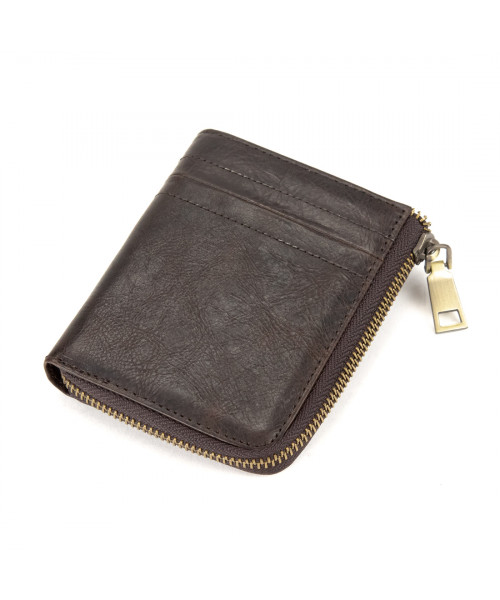 Невелике коричневе портмоне на блискавці Tiding Bag M39-9600DB