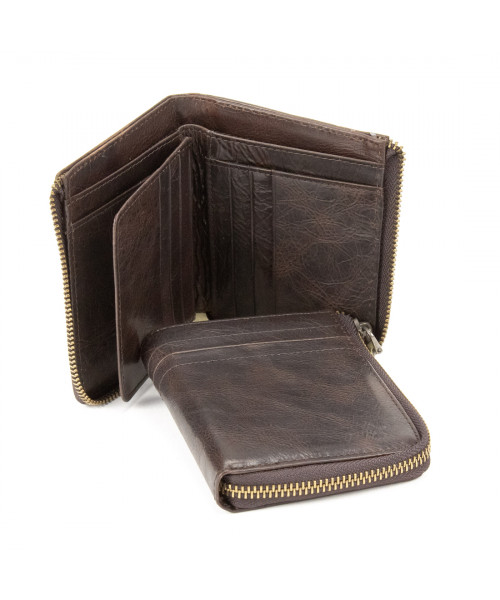 Невелике коричневе портмоне на блискавці Tiding Bag M39-9600DB