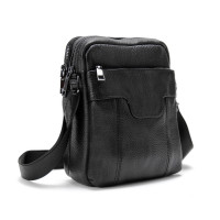 Чоловічий шкіряний месенджер чорного кольору Tiding Bag M56-2058A