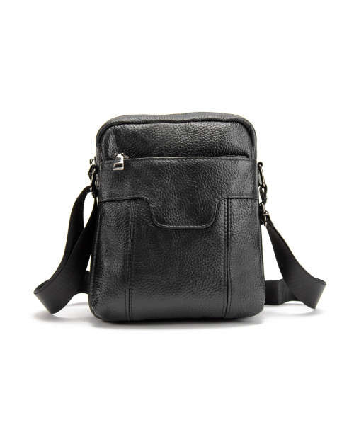 Чоловічий шкіряний месенджер чорного кольору Tiding Bag M56-2058A