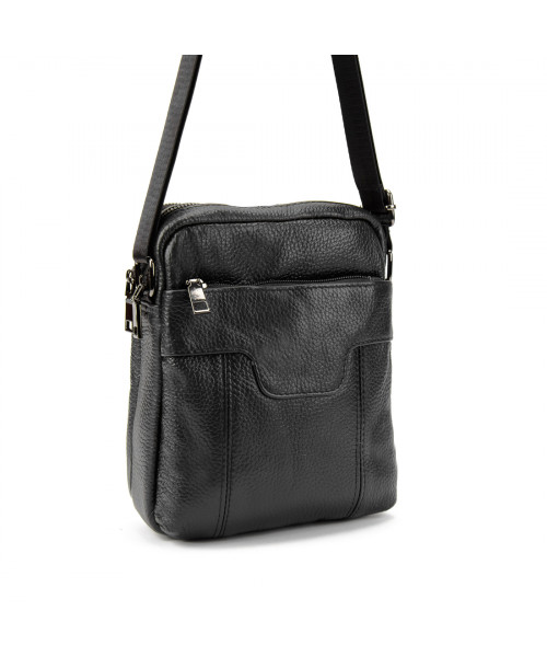 Чоловічий шкіряний месенджер чорного кольору Tiding Bag M56-2058A
