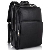 Tiding Bag NM11-184A Men's Leather Laptop Backpack with Two Compartments