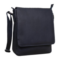 Leather shoulder bag in black Tavinchi R-3161A