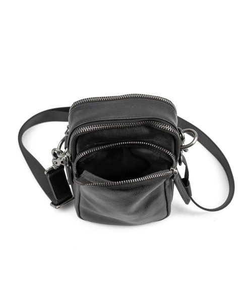 Месенджер маленький шкіряний чорний Tiding Bag 333-1A