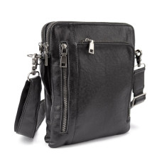 Месенджер класичний чорий в гладкій шкірі Tiding Bag 8009A