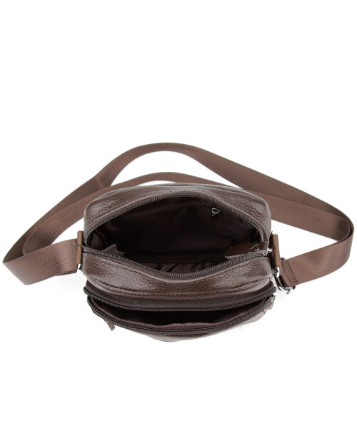 Шкіряний компактний чоловічий месенджер коричневий Tiding Bag M56-0080C