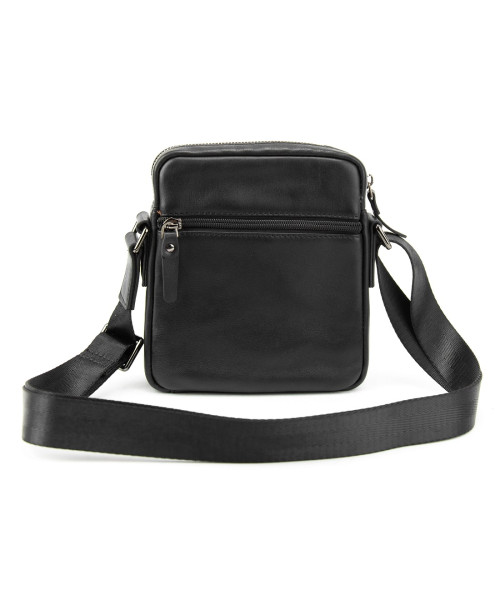 Месенджер в гладкій шкірі чорний Tiding Bag 8718A