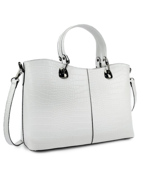 Шкіряна жіноча сумка середніх розмірів білого кольору Firenze Italy F-IT-5454W-CR