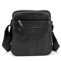 Шкіряний маленький чоловічий месенджер чорний Tiding Bag M56-0187A
