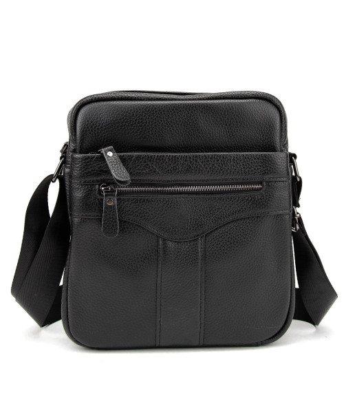Шкіряний маленький чоловічий месенджер чорний Tiding Bag M56-0187A