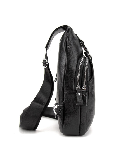 Шкіряний чорний слінг через плече Tiding Bag A25F-6809-11A