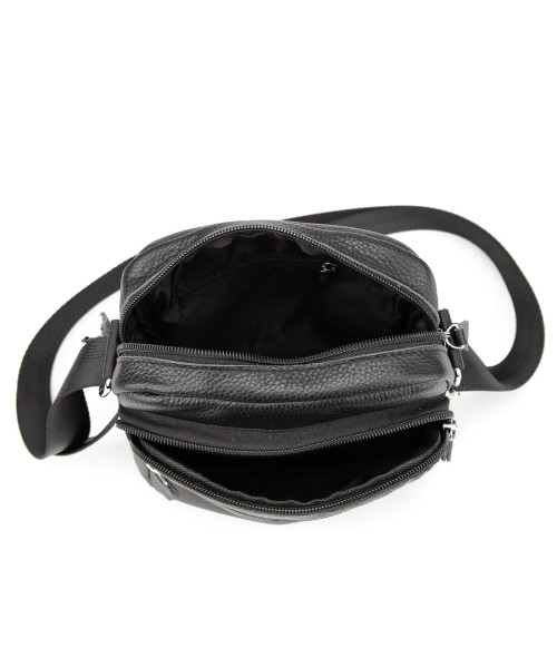 Шкіряний компактний чоловічий месенджер чорний Tiding Bag M56-0080A