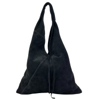 Shopper bag black suede large Firenze Italy F-IT-7625A-D