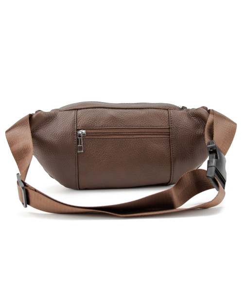 Містка шкіряна сумка на пояс коричнева Tiding Bag M56-2030C
