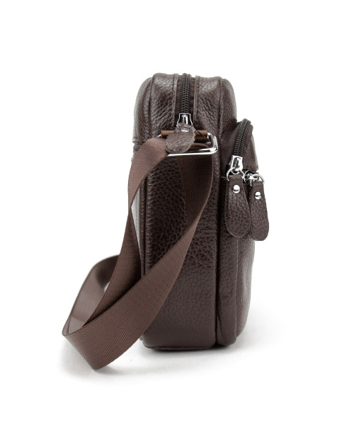 Шкіряний компактний чоловічий месенджер коричневий Tiding Bag M56-0080C